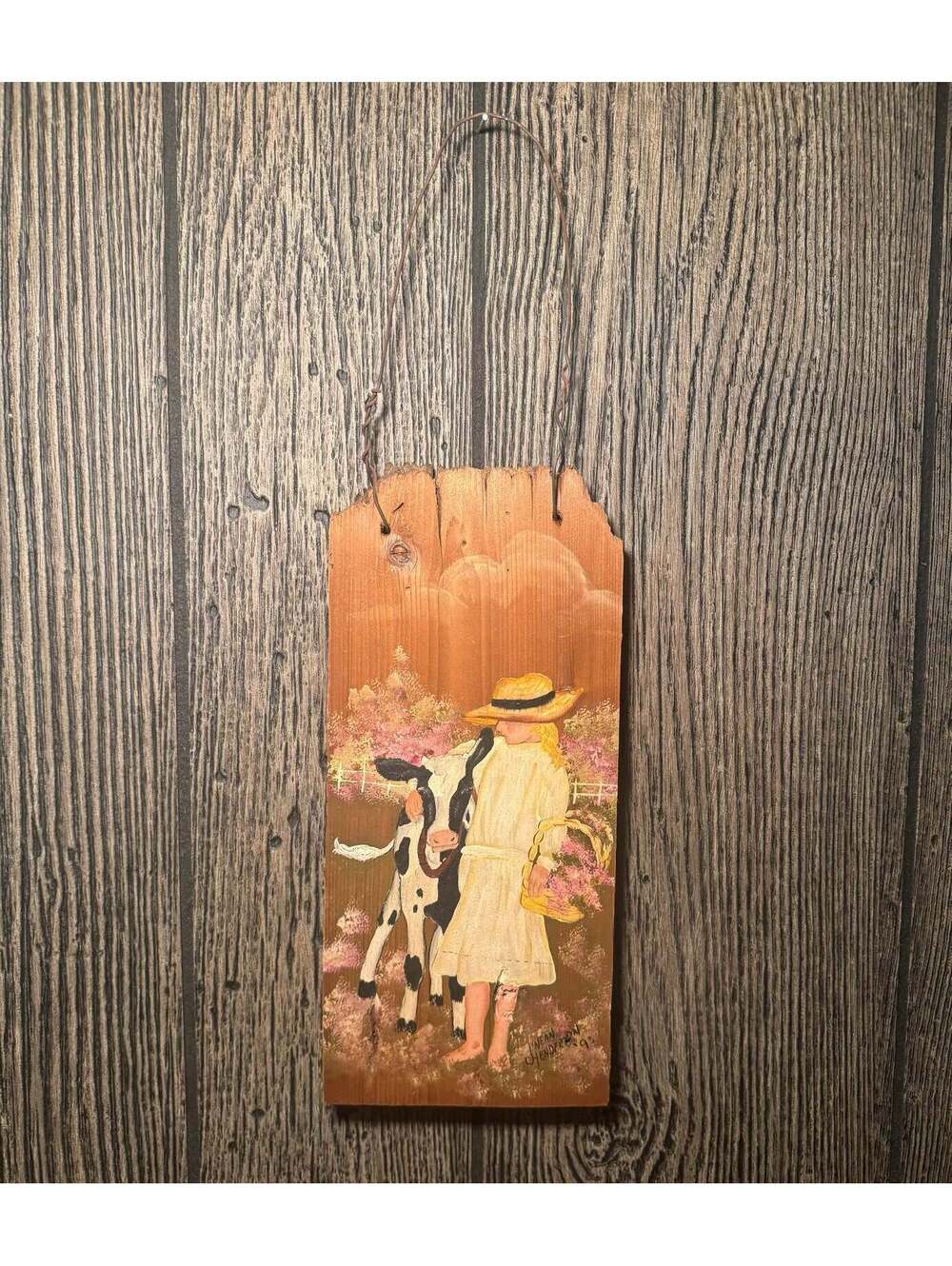 Hand Painted Folk Art Wooden Wall Hanging